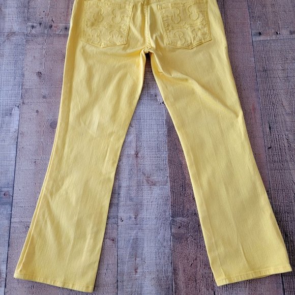 Tory Burch Cropped Slim Boot Dandelion Yellow Jeans 28 - Picture 8 of 16